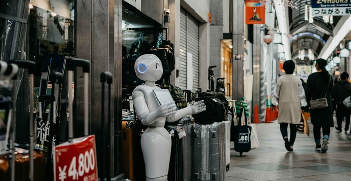 A robot standing guard outside- Secure AI