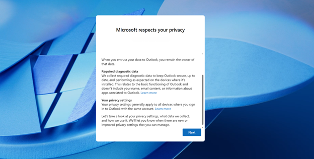 Outlook privacy terms